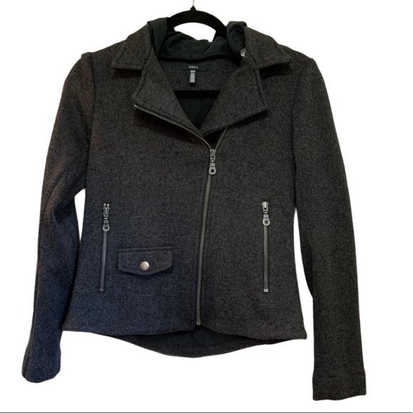 DREW Charcoal Gray Moto Jacket w/Removable Hood size XS - Picture 6 of 6